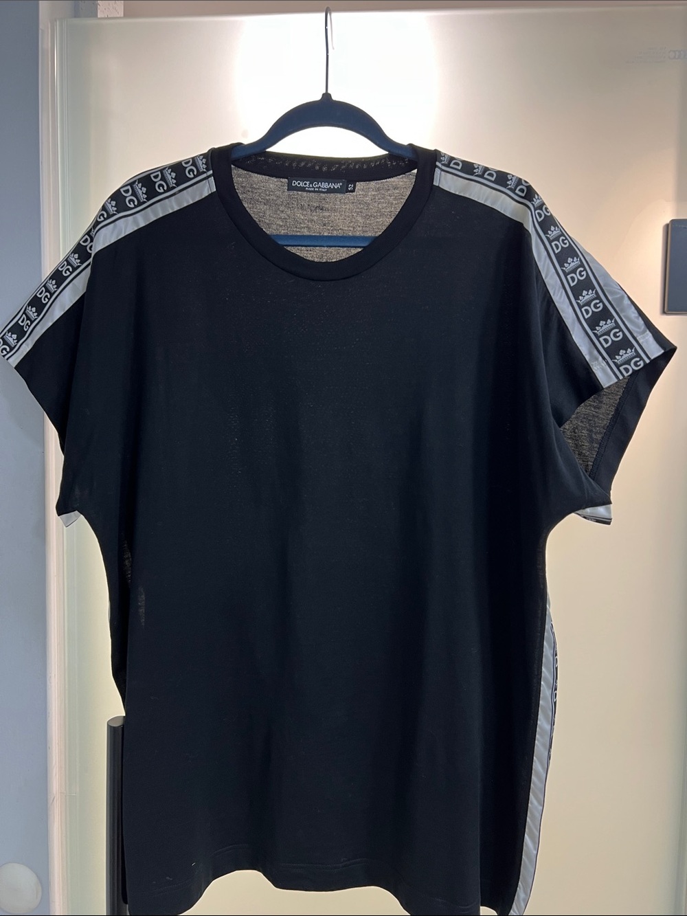 Dolce & Gabbana Black Short Sleeve Tee with Logo Tape